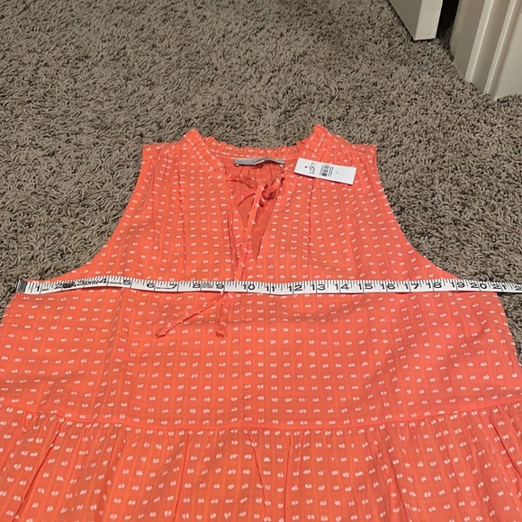 NWOT Loft Maxi Dress Orange/white keyhole tie front size Large - Picture 4 of 8